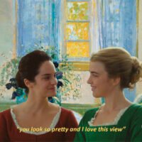 Portrait of a Lady on Fire x Living Room with Lilac Curtains and Blue Clematis Design