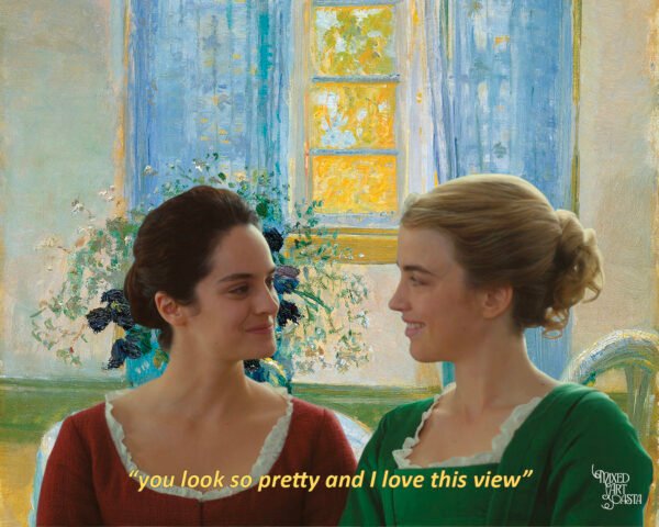 Portrait of a Lady on Fire x Living Room with Lilac Curtains and Blue Clematis Design