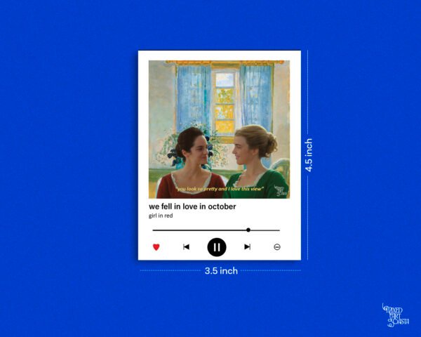 Portrait of a Lady on Fire x Living Room with Lilac Curtains and Blue Clematis Music Polaroid