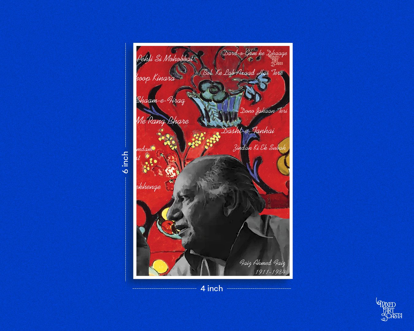 Faiz Ahmed Faiz x Harmony in Red x Gulon Mein Rang Bhare Postcard