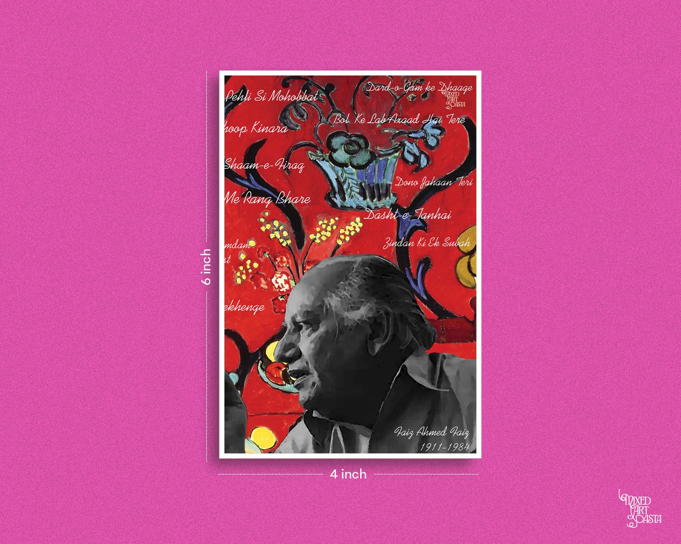 Ghazal and Poetry Set of 5 Postcard Prints