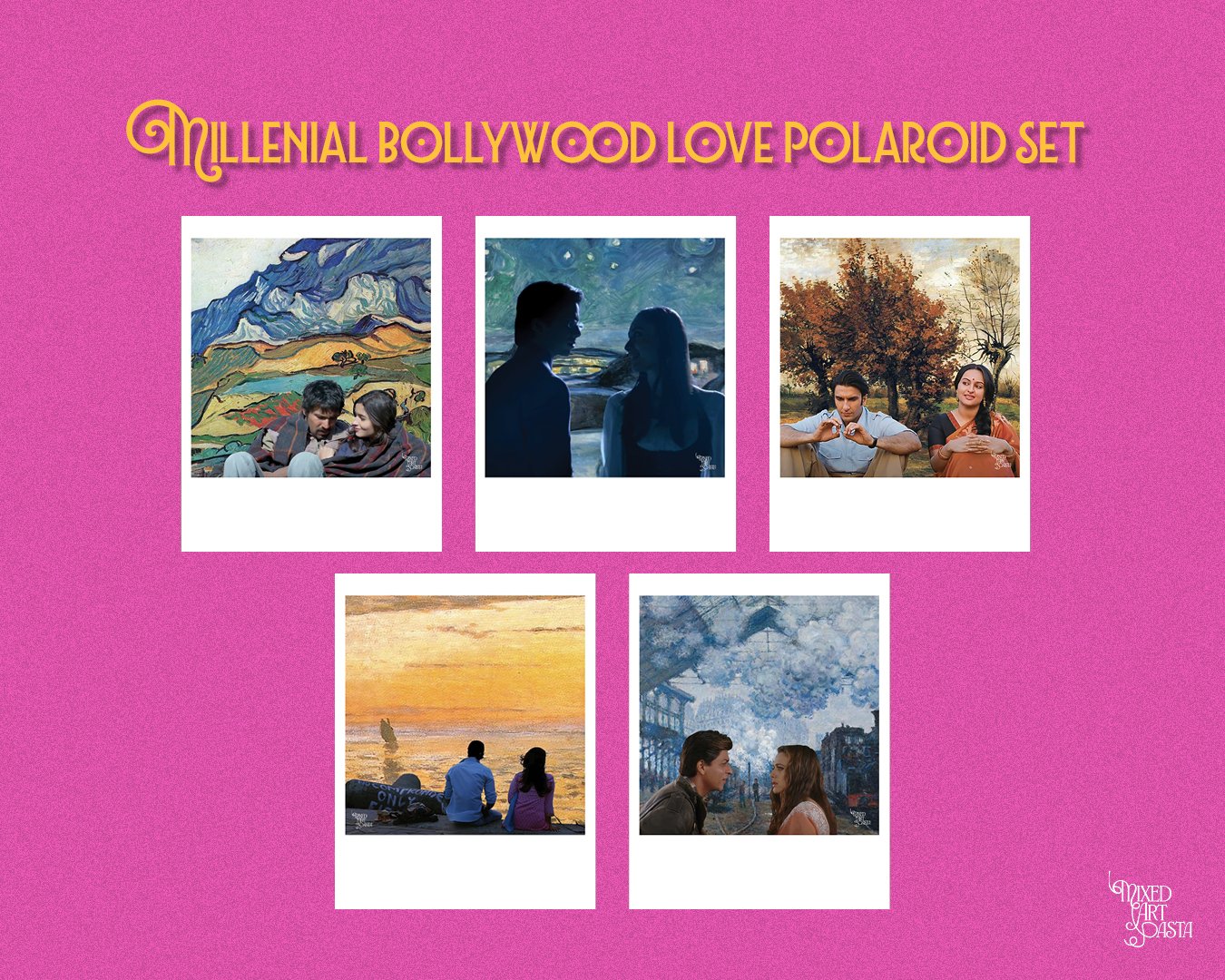 Millenial Bollywood Love Polaroid Set_0 Millenial Bollywood Love Set of 5 Polaroid